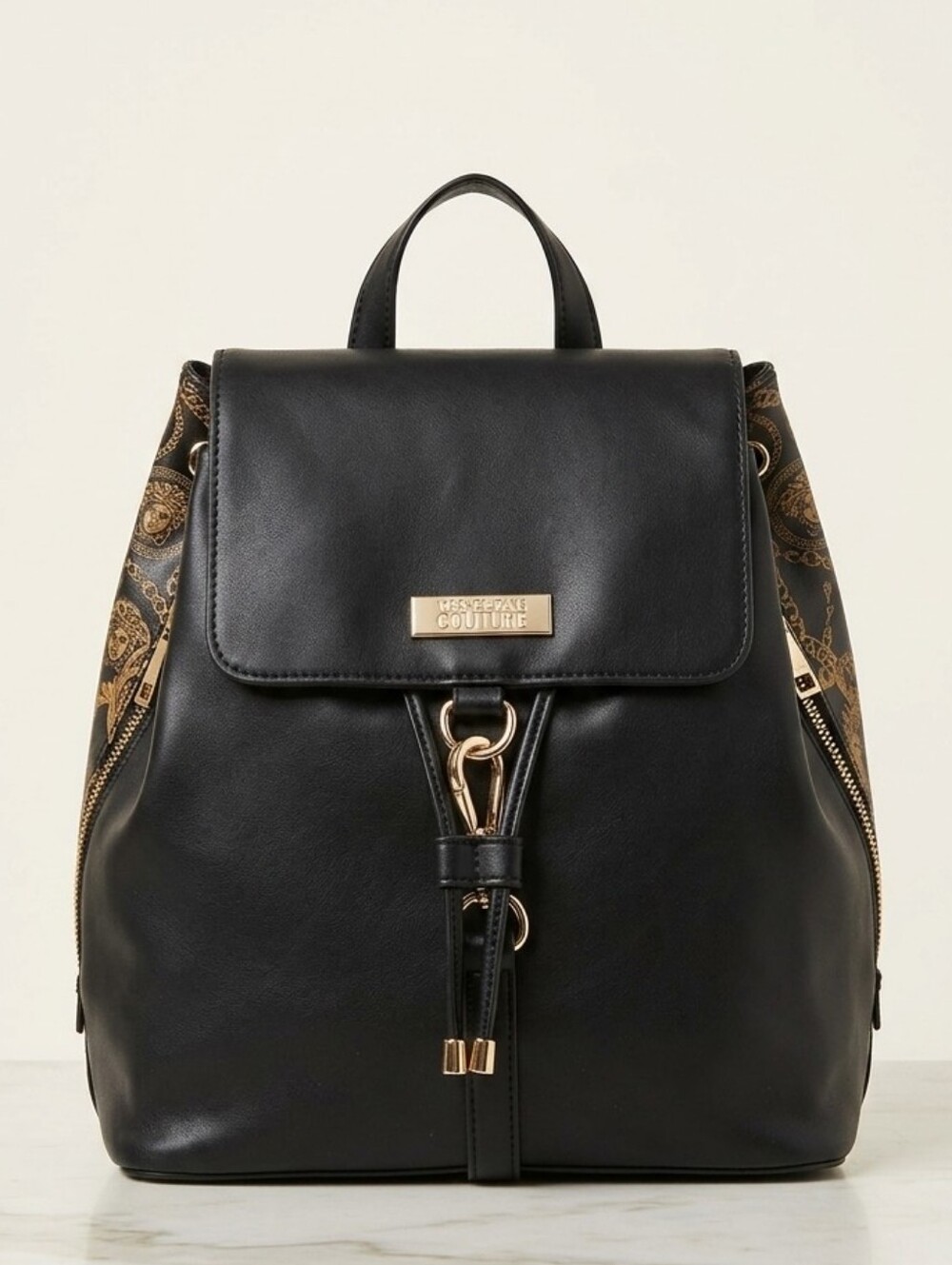 Authentic Versace Parfums Black & Gold Baroque Backpack
